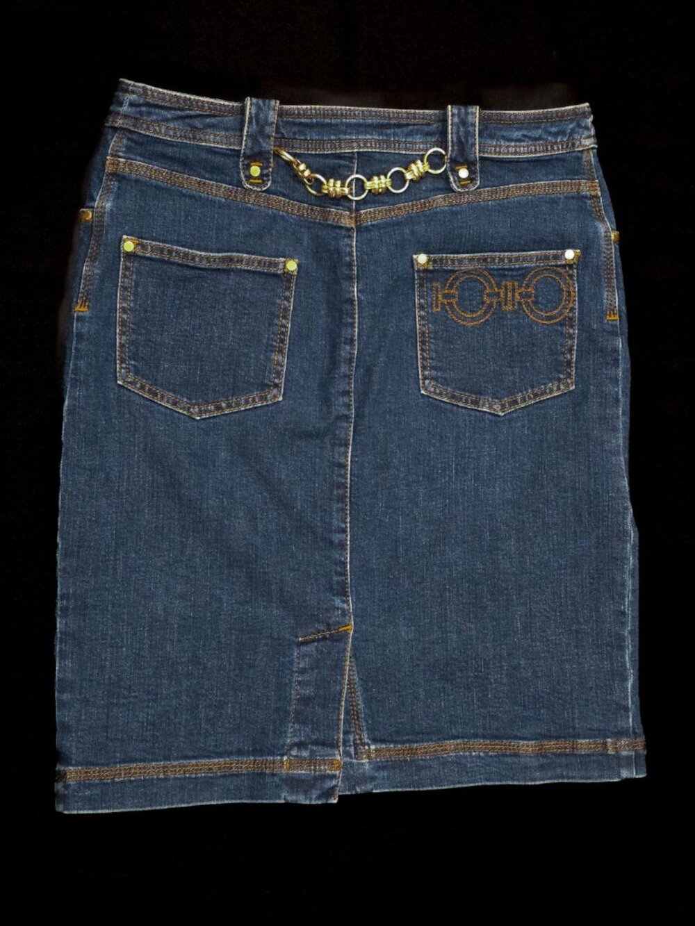 Rena Lange German Luxury Brand Mini Denim Skirt Knee Length